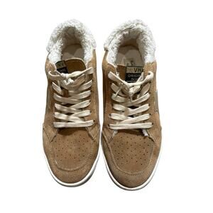 Vintage Havana Tan Suede Sneakers Women’s Size 9 Faux Fur collars Belen Mint